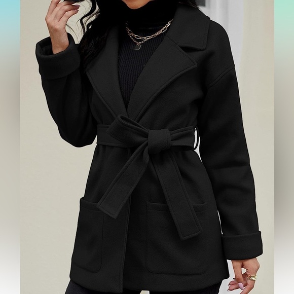 YOESEE Tan Womens Outerwear Pea Coats Long Sleeves Winter Lapel Collar Fall … - Picture 2 of 6